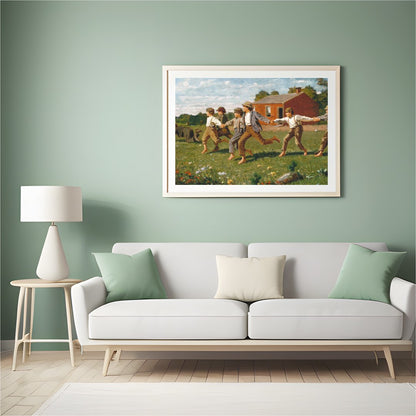 Capture the essence of carefree childhood with this delightful artwork featuring a group of for Hall