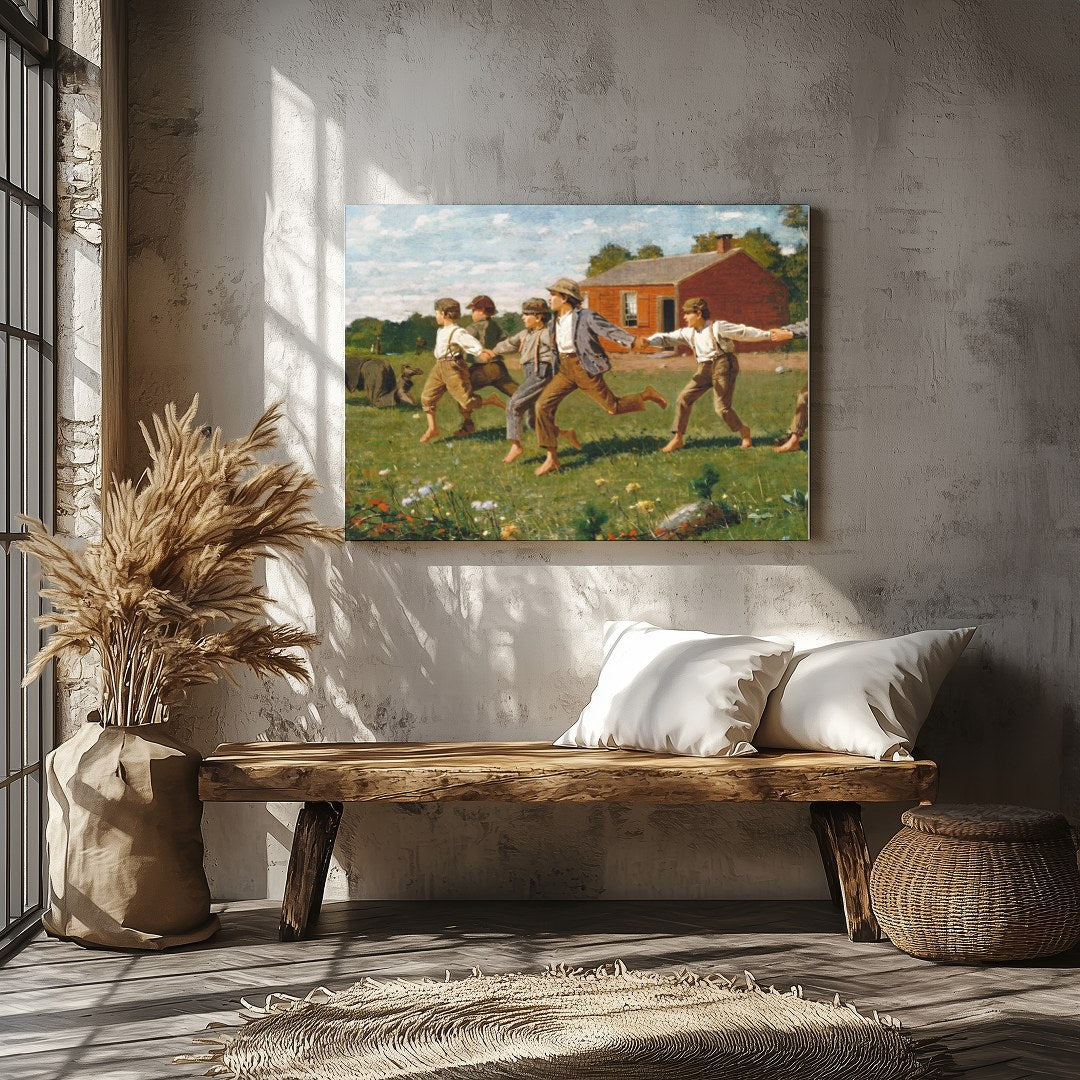Capture the essence of carefree childhood with this delightful artwork featuring a group of for Veranda