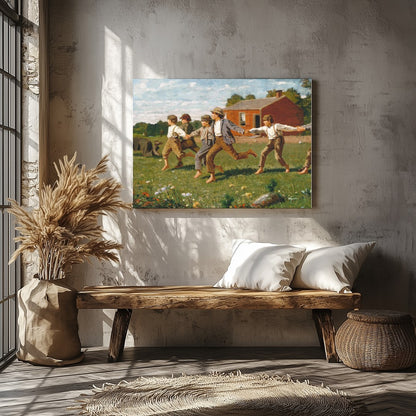 Capture the essence of carefree childhood with this delightful artwork featuring a group of for Veranda