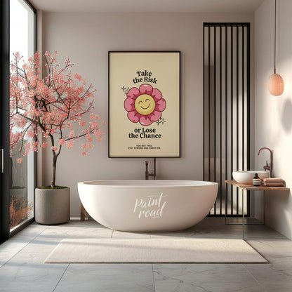 Brighten your day with this cheerful and vibrant motivational poster that reminds you to take a lea… for bathroom