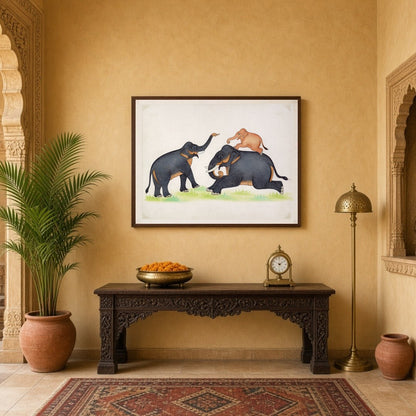 Immerse yourself in the playful elegance of Indian wildlife with this captivating artwork for Entrance