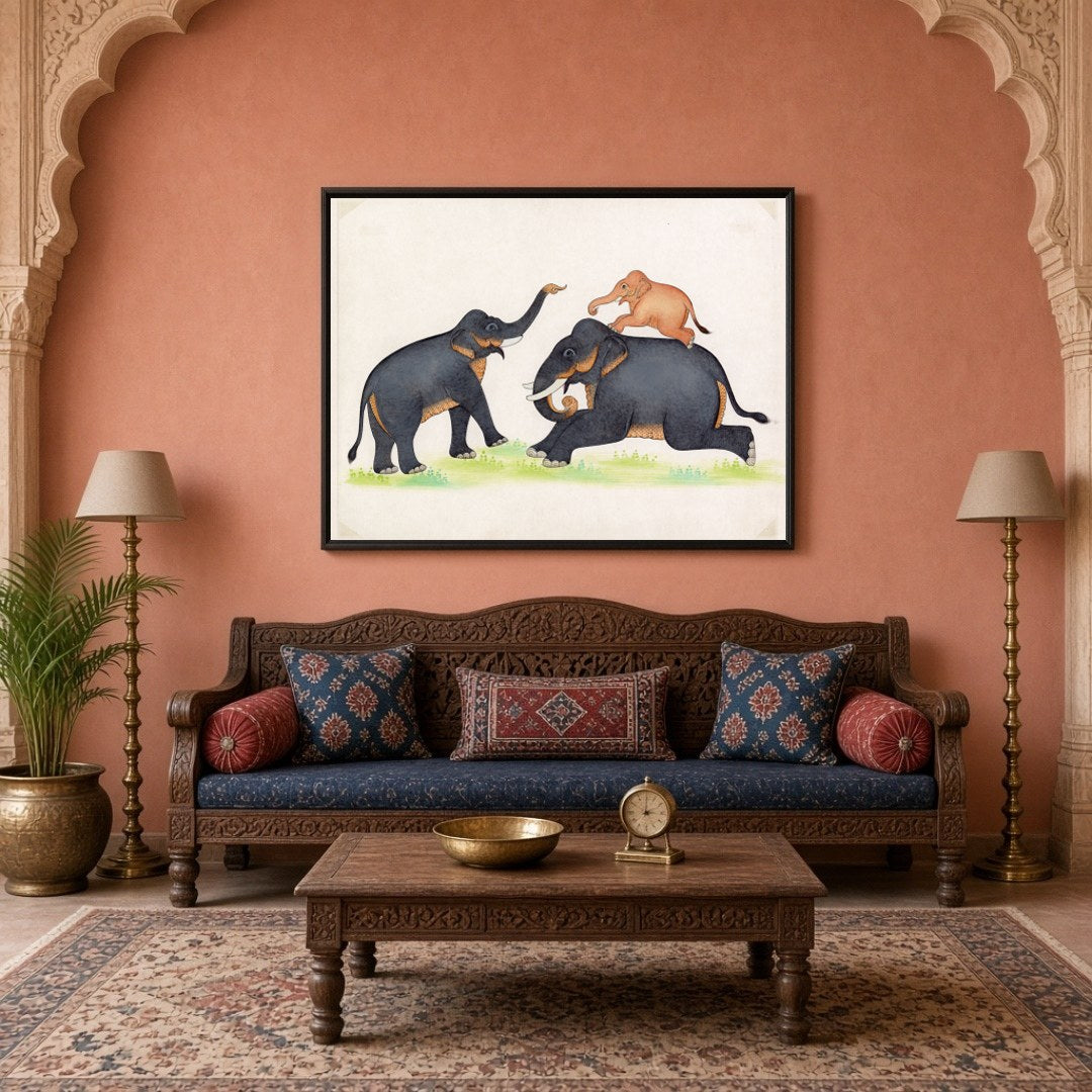 Immerse yourself in the playful elegance of Indian wildlife with this captivating artwork for Living Room
