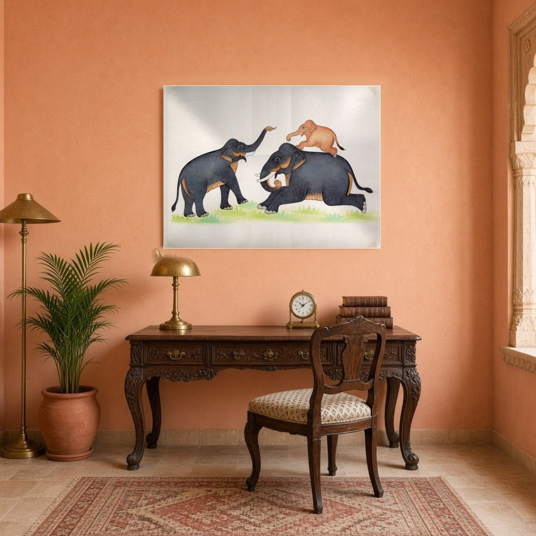 Immerse yourself in the playful elegance of Indian wildlife with this captivating artwork for Study