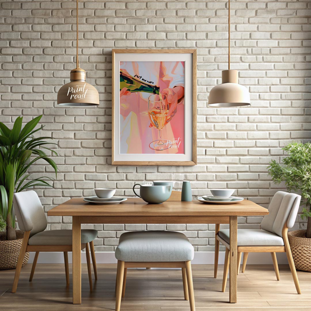 A vibrant and playful illustration capturing the moment of pouring a glass of sparkling wine. The a… for dining room