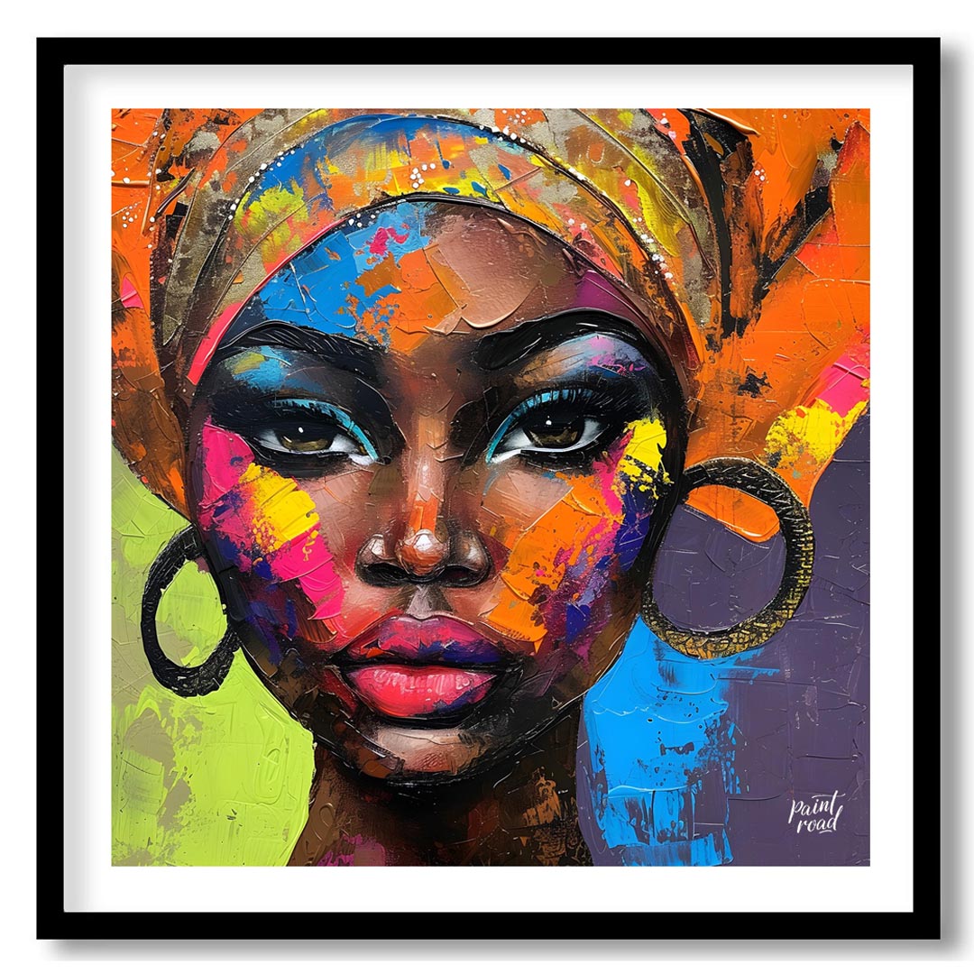 This striking digital painting captures the beauty and spirit of a woman who appears to be of Afric… for abode