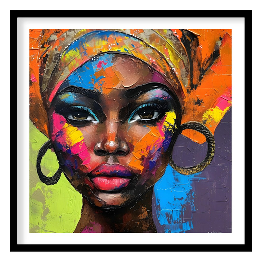 This striking digital painting captures the beauty and spirit of a woman who appears to be of Afric… for abode