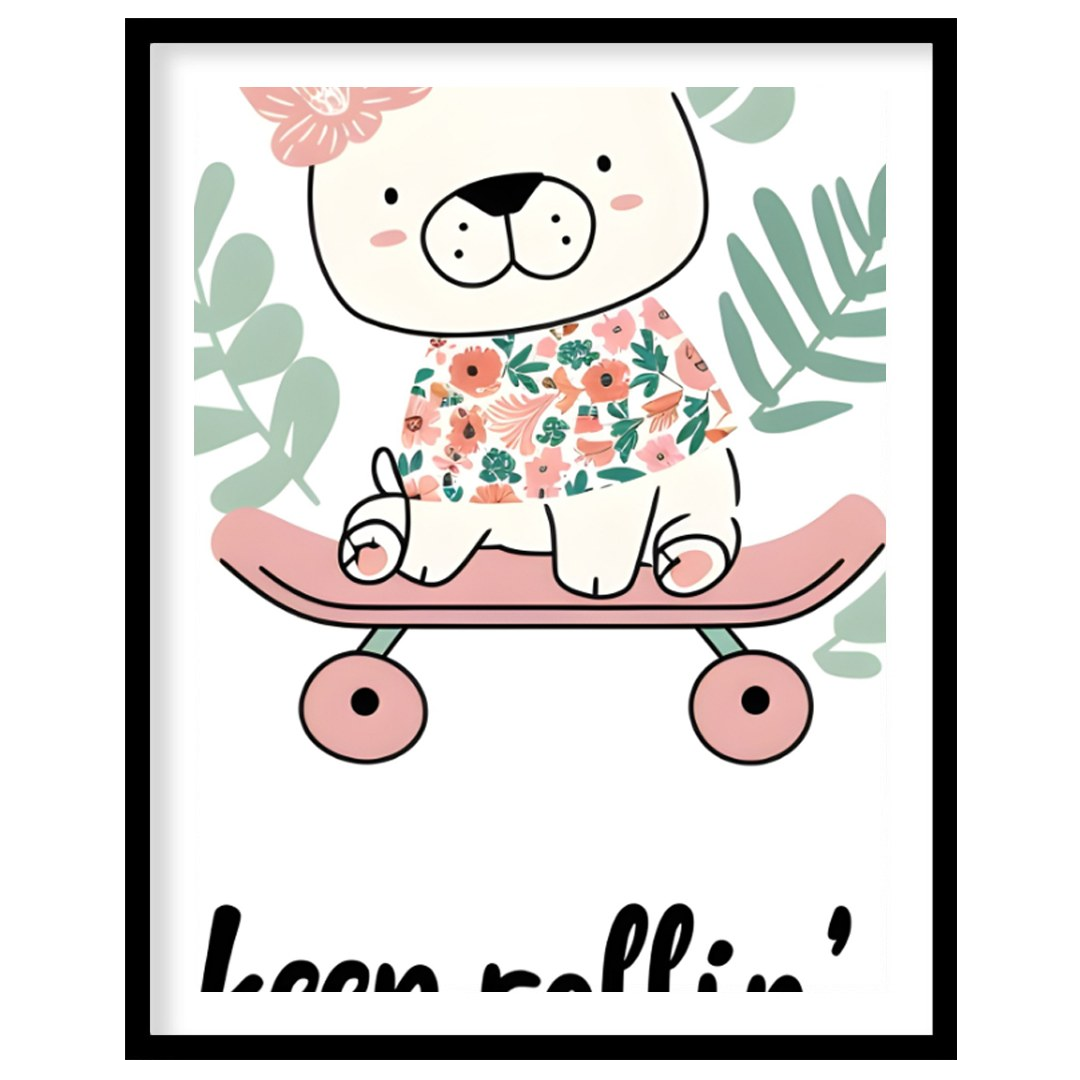 This playful and spirited poster showcases an irresistibly cute bear perched confidently on a pink … for lovely house