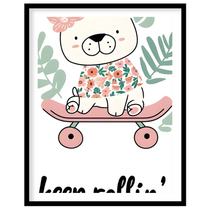 This playful and spirited poster showcases an irresistibly cute bear perched confidently on a pink … for lovely house