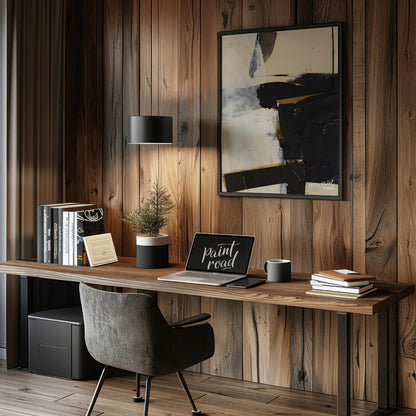 This artwork, reminiscent of Franz Kline's style, features a bold composition of black and white fo… for office