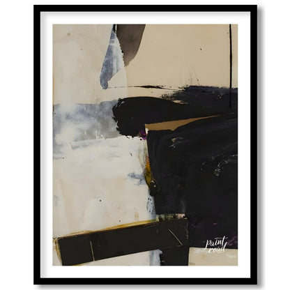 This artwork, reminiscent of Franz Kline's style, features a bold composition of black and white fo… for room