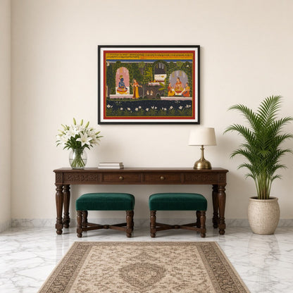 Step into a world of divine enchantment with this exquisite Pichwai art, capturing the serene union for Entrance