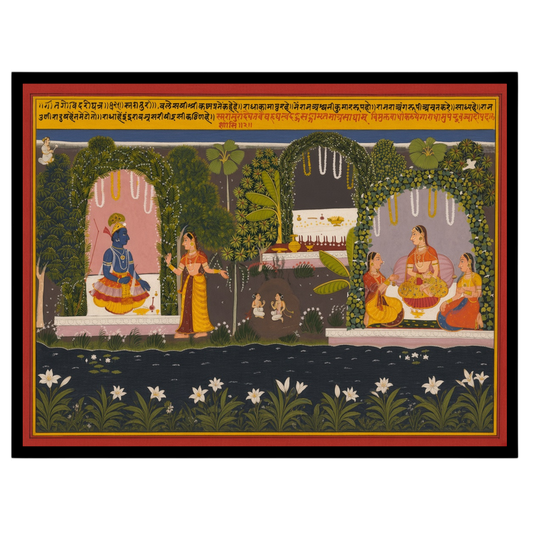 Step into a world of divine enchantment with this exquisite Pichwai art, capturing the serene union for office