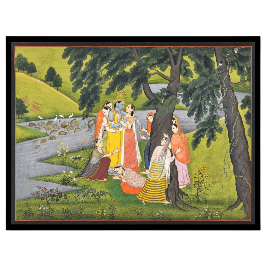 Experience the divine charm of Krishna with this exquisite Pichwai artwork, depicting the Lord for haven
