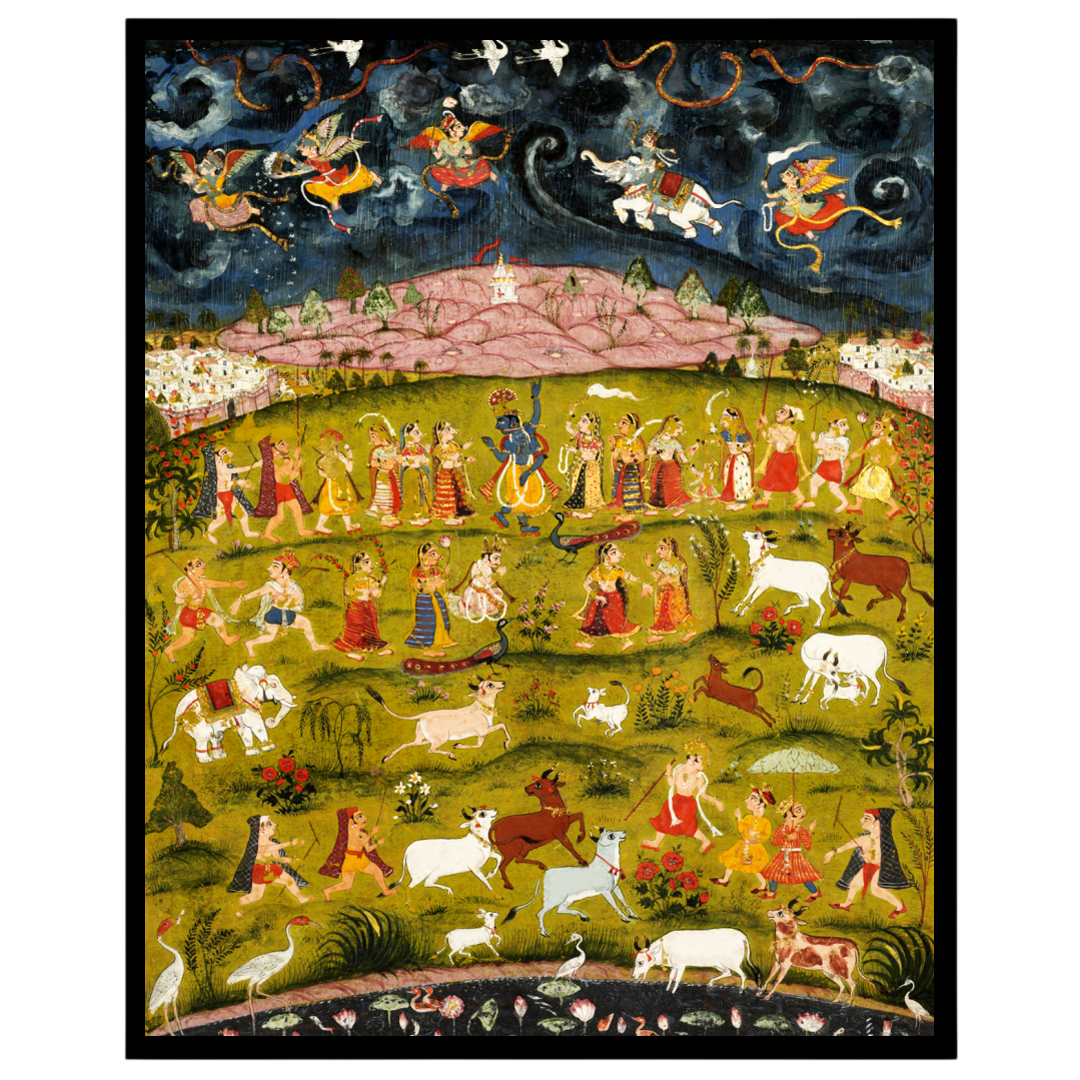 Immerse yourself in the mystical world of Indian mythology with this stunning Pichwai art depicting for bedroom