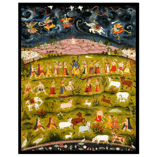 Immerse yourself in the mystical world of Indian mythology with this stunning Pichwai art depicting for bedroom