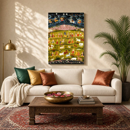 Immerse yourself in the mystical world of Indian mythology with this stunning Pichwai art depicting for Living Room