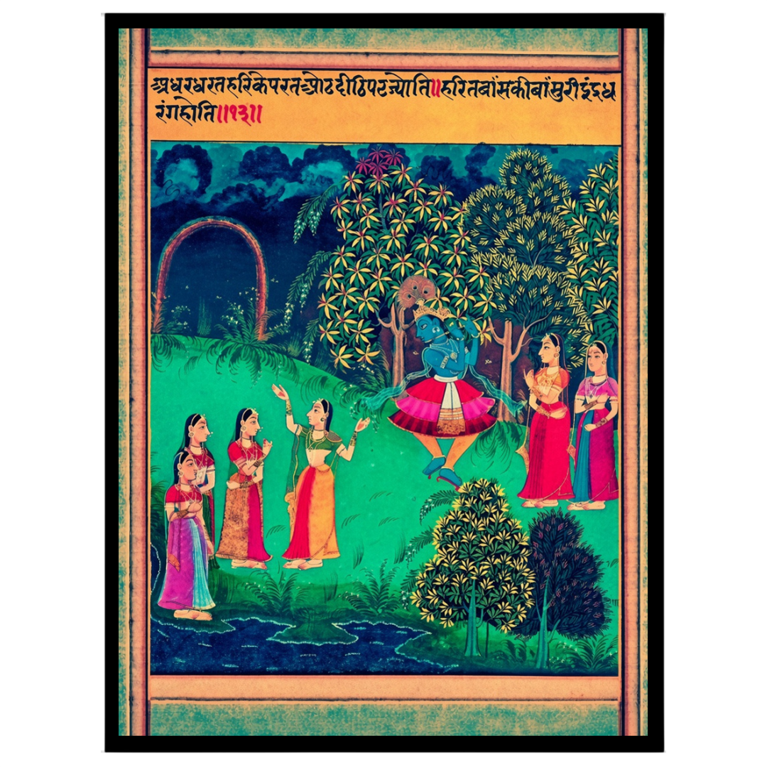 Immerse yourself in the vibrant world of traditional Pichwai art with this captivating piece for kitchen