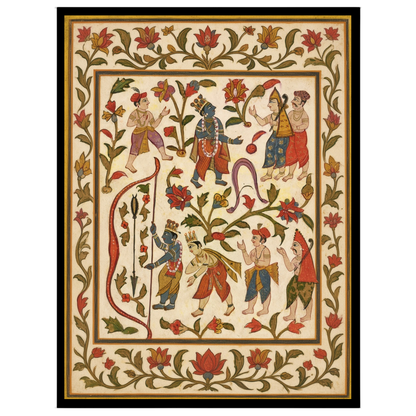 Immerse yourself in the vibrant world of Pichwai art with this captivating portrayal of Krishna for hallway