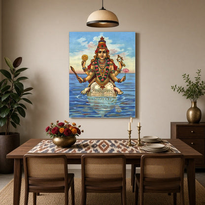 Embrace the divine essence of Lord Vishnu's Kurma Avatar, beautifully depicted with celestial grace for Dining