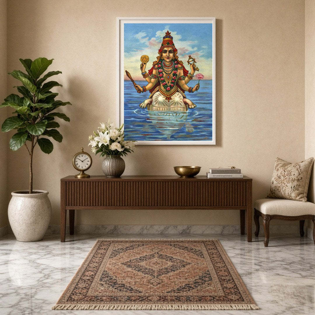 Embrace the divine essence of Lord Vishnu's Kurma Avatar, beautifully depicted with celestial grace for Entrance