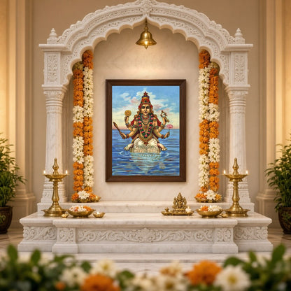 Embrace the divine essence of Lord Vishnu's Kurma Avatar, beautifully depicted with celestial grace for Home Temple