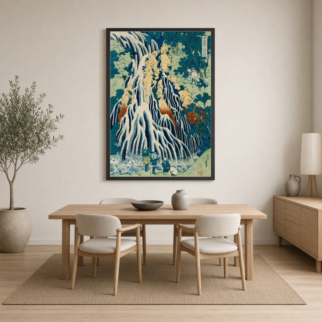 Immerse yourself in the tranquil beauty of 'Kurokami-Yama Waterfall Serenity,' a masterpiece of for Dining