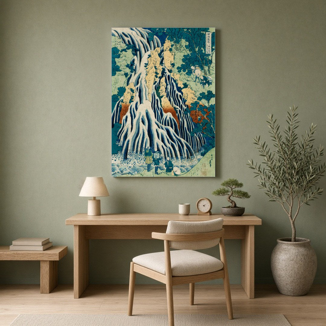Immerse yourself in the tranquil beauty of 'Kurokami-Yama Waterfall Serenity,' a masterpiece of for Home Office