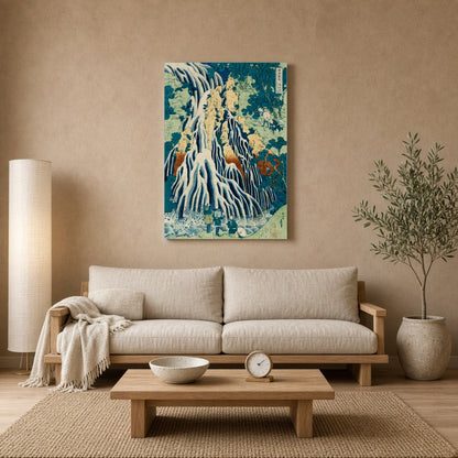 Immerse yourself in the tranquil beauty of 'Kurokami-Yama Waterfall Serenity,' a masterpiece of for Living Room