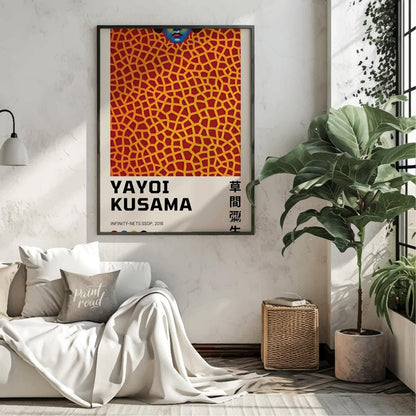 This captivating art print features an iconic representation of Yayoi Kusama’s “Infinity-Nets” seri… for living room