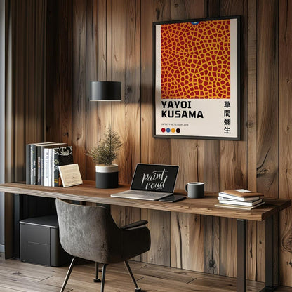 This captivating art print features an iconic representation of Yayoi Kusama’s “Infinity-Nets” seri… for office