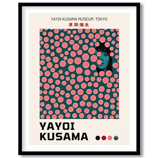 Kusama Museum Poster Painting at Kusama Museum Poster buy online at Paint Road featuring abstract portrait aesthetic and art collector