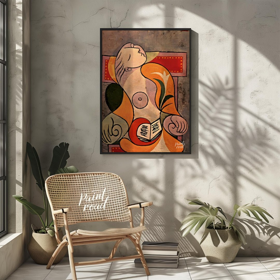 “La Lecture” by Pablo Picasso is a tender and intimate portrait of Marie-Thérèse Walter, depicted a… for living room