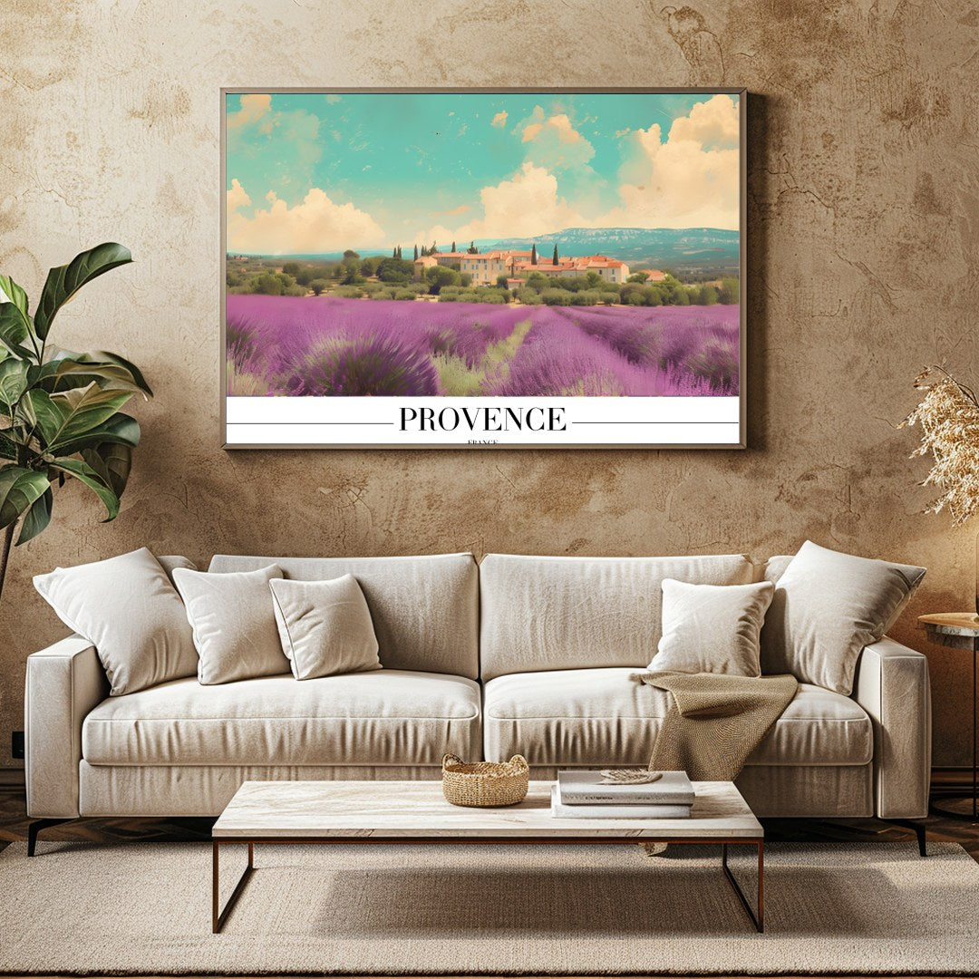 Immerse yourself in the serene beauty of Provence with this captivating artwork. Soft lavender for Family Room