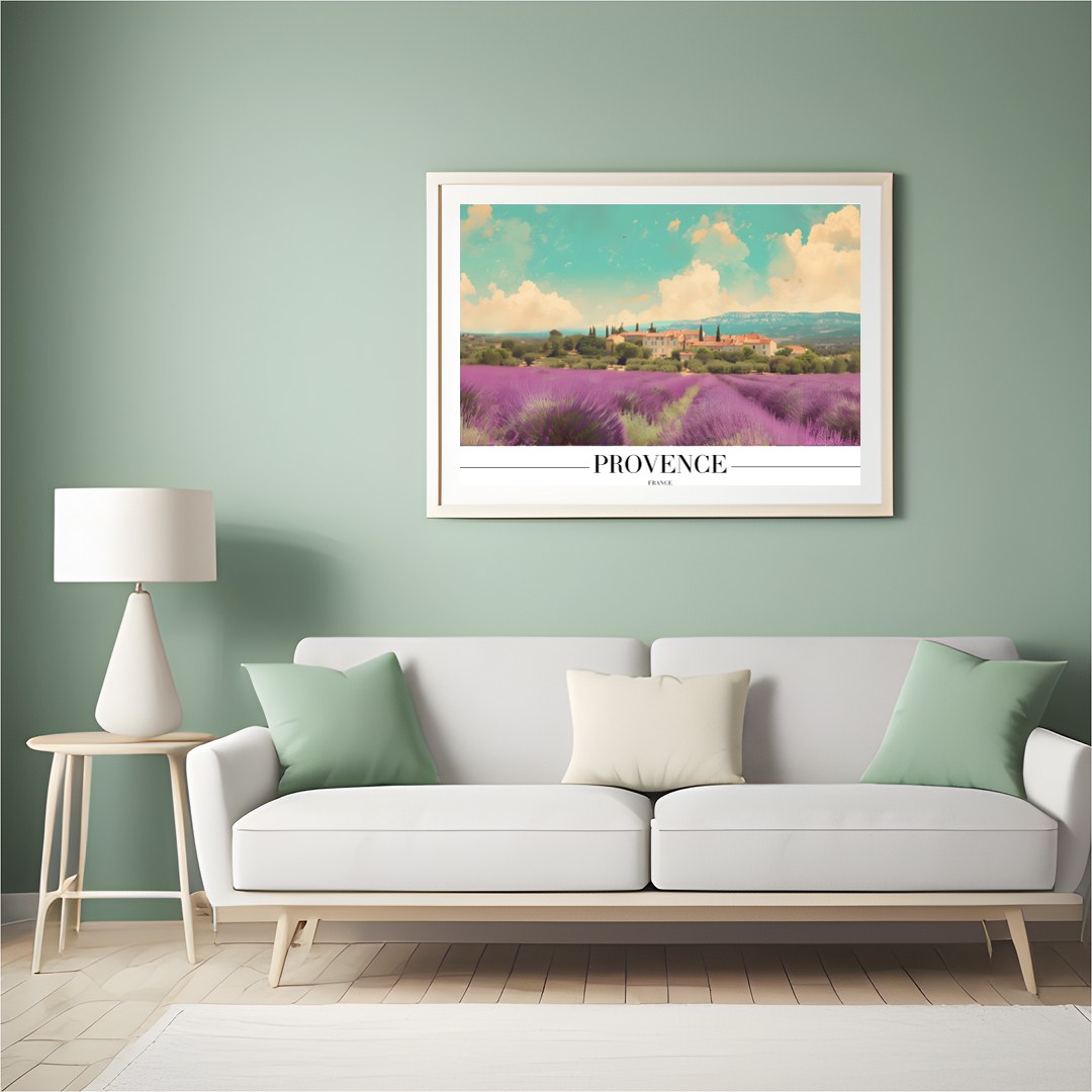 Immerse yourself in the serene beauty of Provence with this captivating artwork. Soft lavender for Hall