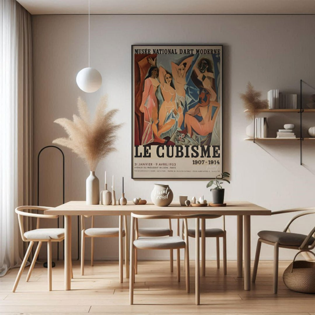 This vintage exhibition poster, “Le Cubisme 1907-1914,” promotes a significant retrospective of Cub… for dining room