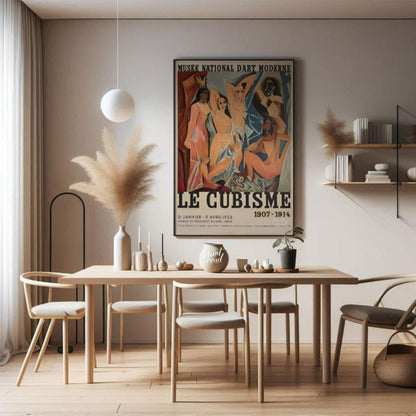 This vintage exhibition poster, “Le Cubisme 1907-1914,” promotes a significant retrospective of Cub… for dining room