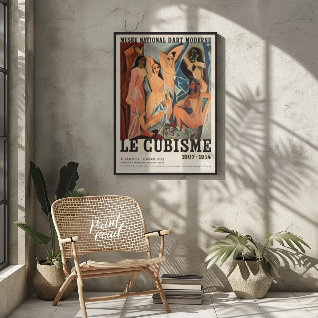 This vintage exhibition poster, “Le Cubisme 1907-1914,” promotes a significant retrospective of Cub… for living room