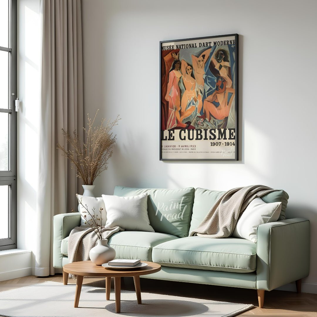This vintage exhibition poster, “Le Cubisme 1907-1914,” promotes a significant retrospective of Cub… for living room