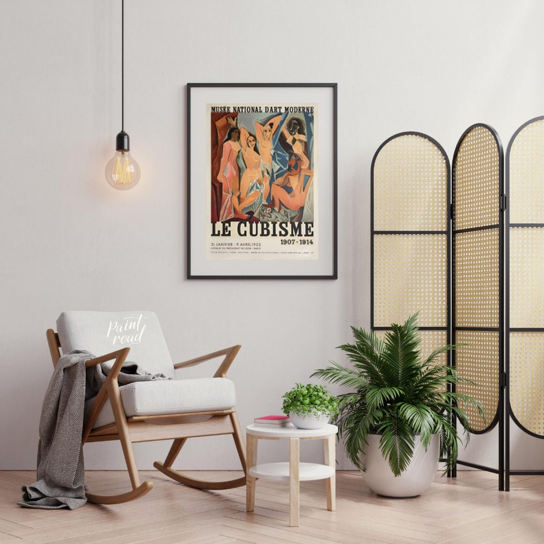 This vintage exhibition poster, “Le Cubisme 1907-1914,” promotes a significant retrospective of Cub… for living room