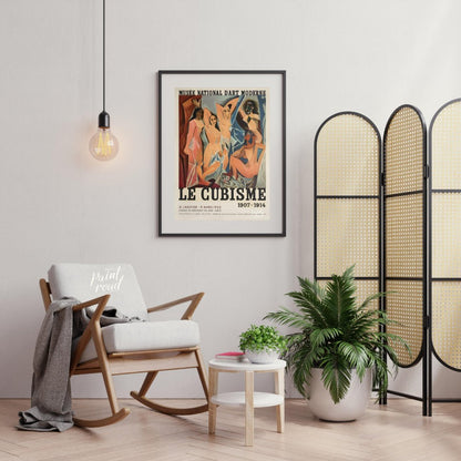 This vintage exhibition poster, “Le Cubisme 1907-1914,” promotes a significant retrospective of Cub… for living room