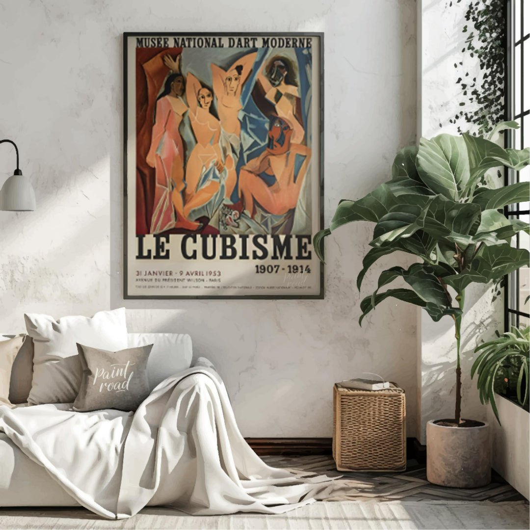 This vintage exhibition poster, “Le Cubisme 1907-1914,” promotes a significant retrospective of Cub… for living room