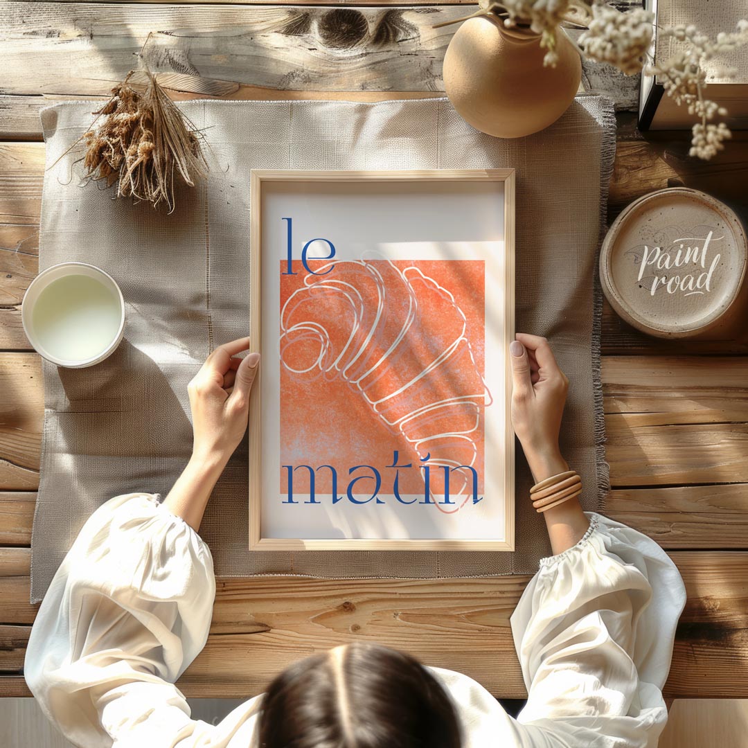 This stylish and artistic poster offers a minimalist yet impactful representation of a classic Fren… for dining room