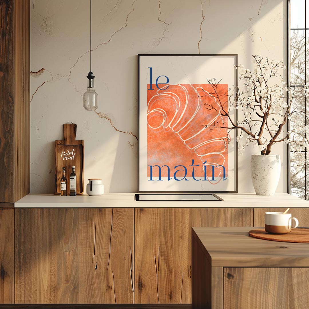 This stylish and artistic poster offers a minimalist yet impactful representation of a classic Fren… for kitchen
