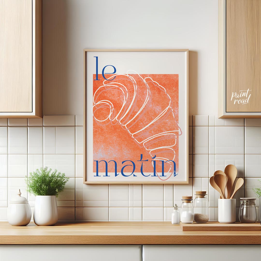 This stylish and artistic poster offers a minimalist yet impactful representation of a classic Fren… for kitchen