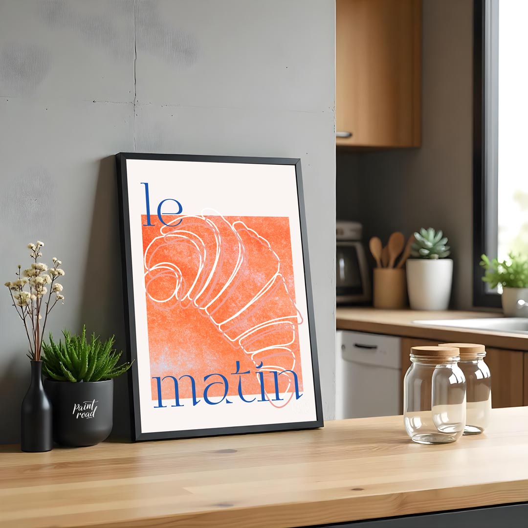 This stylish and artistic poster offers a minimalist yet impactful representation of a classic Fren… for kitchen