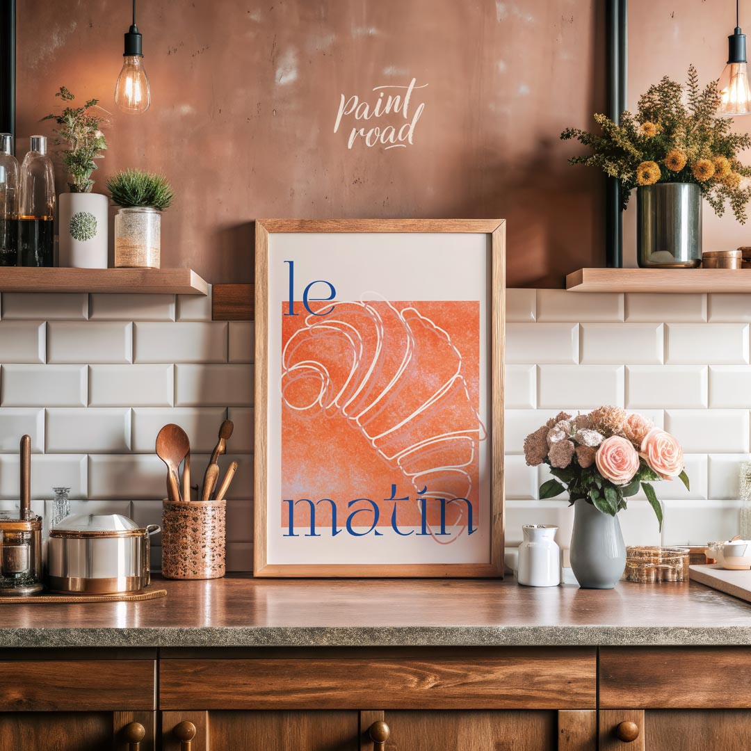 This stylish and artistic poster offers a minimalist yet impactful representation of a classic Fren… for kitchen