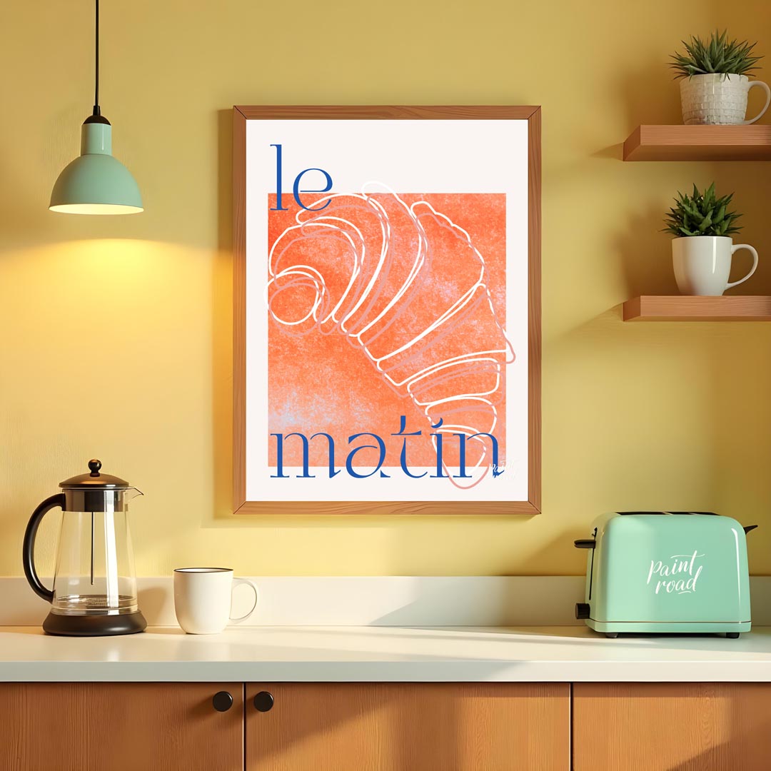 This stylish and artistic poster offers a minimalist yet impactful representation of a classic Fren… for kitchen
