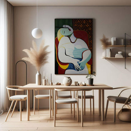 Pablo Picasso’s 1932 oil painting, Le Rêve (The Dream), is a vibrant and intimate portrait of his 2… for dining room