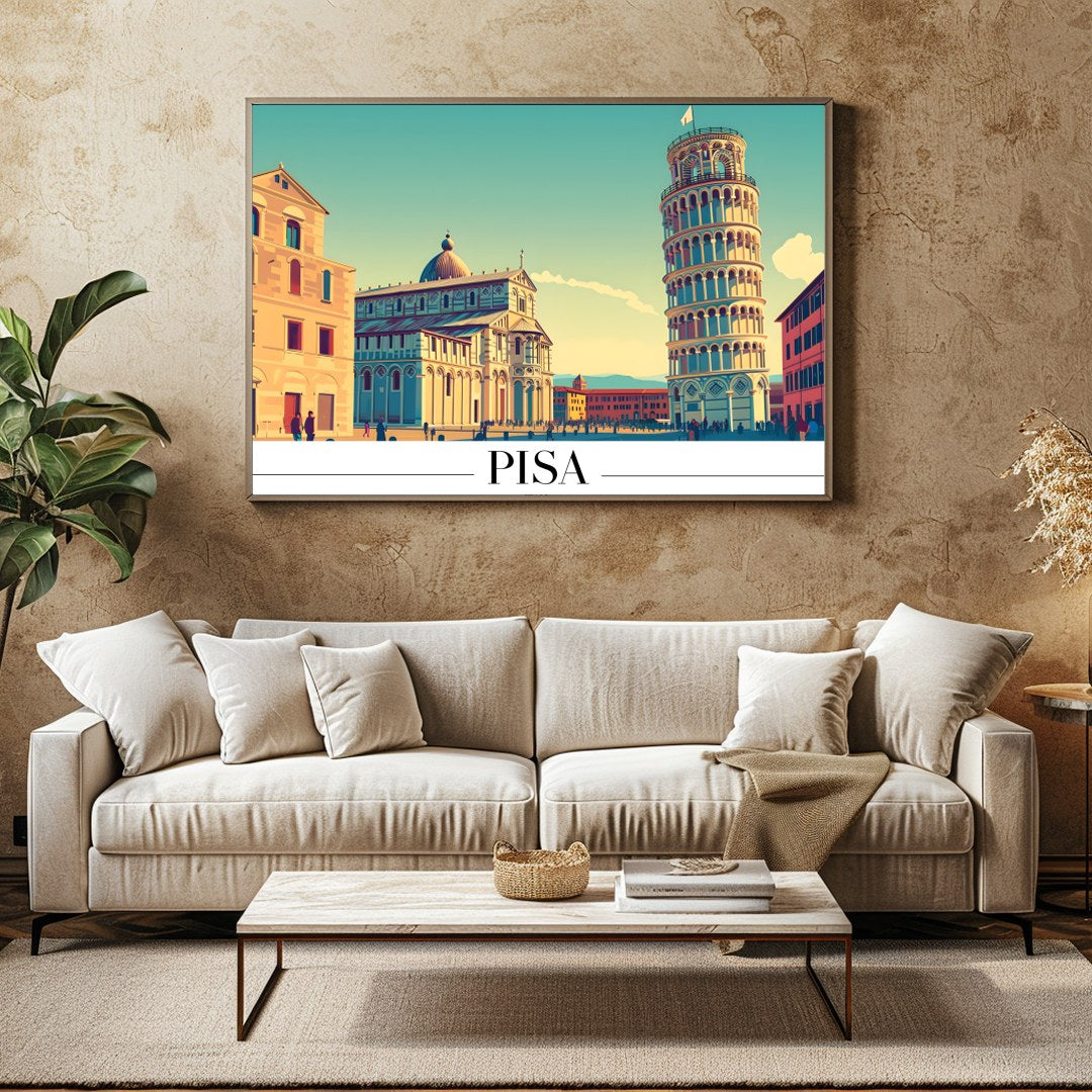 Immerse yourself in the architectural grandeur of Pisa with this stunning artwork. Capturing the for Family Room