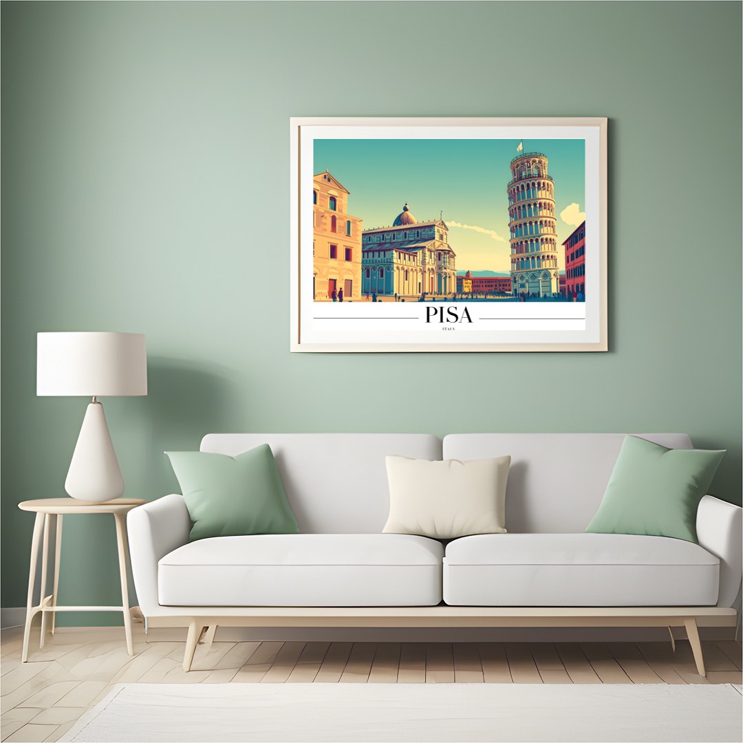 Immerse yourself in the architectural grandeur of Pisa with this stunning artwork. Capturing the for Hall